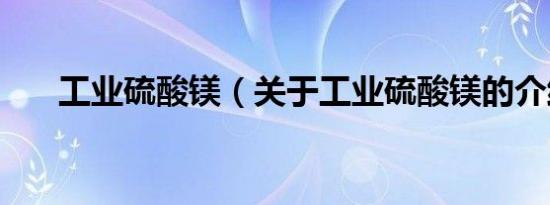 工业硫酸镁（关于工业硫酸镁的介绍）