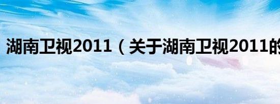 湖南卫视2011（关于湖南卫视2011的介绍）