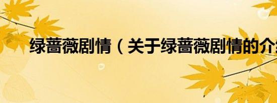 绿蔷薇剧情（关于绿蔷薇剧情的介绍）