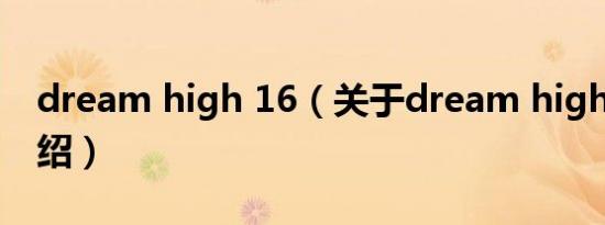 dream high 16（关于dream high 16的介绍）