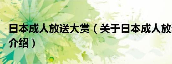 日本成人放送大赏（关于日本成人放送大赏的介绍）