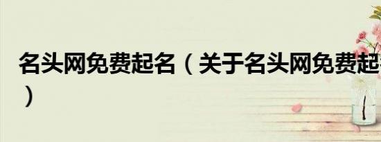 名头网免费起名（关于名头网免费起名的介绍）