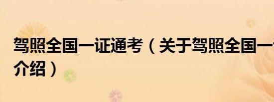 驾照全国一证通考（关于驾照全国一证通考的介绍）