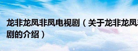 龙非龙凤非凤电视剧（关于龙非龙凤非凤电视剧的介绍）