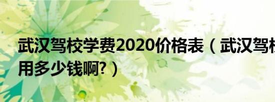 武汉驾校学费2020价格表（武汉驾校报名费用多少钱啊?）
