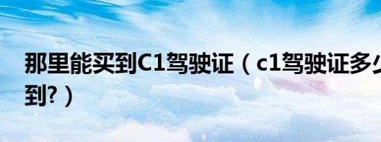 那里能买到C1驾驶证（c1驾驶证多少钱能买到?）