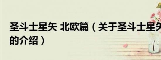 圣斗士星矢 北欧篇（关于圣斗士星矢 北欧篇的介绍）