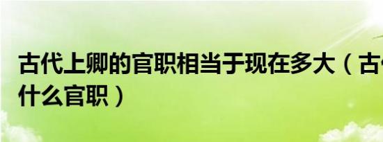 古代上卿的官职相当于现在多大（古代上卿是什么官职）