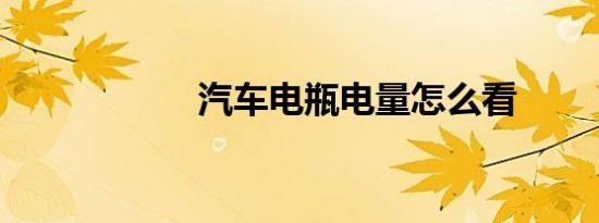 汽车电瓶电量怎么看