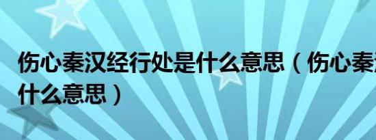 伤心秦汉经行处是什么意思（伤心秦汉经行处什么意思）