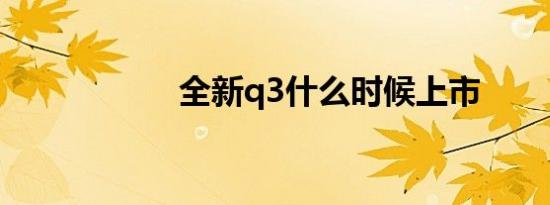 全新q3什么时候上市