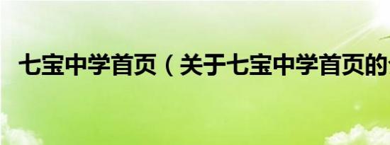 七宝中学首页（关于七宝中学首页的介绍）