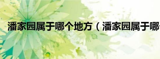 潘家园属于哪个地方（潘家园属于哪个区）