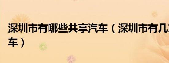 深圳市有哪些共享汽车（深圳市有几家共享汽车）