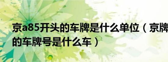 京a85开头的车牌是什么单位（京牌A8开头的车牌号是什么车）