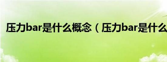 压力bar是什么概念（压力bar是什么意思）