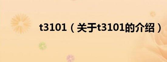 t3101（关于t3101的介绍）