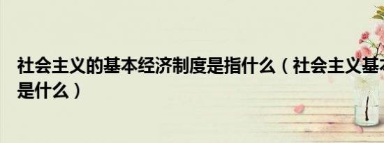 社会主义的基本经济制度是指什么（社会主义基本经济制度是什么）