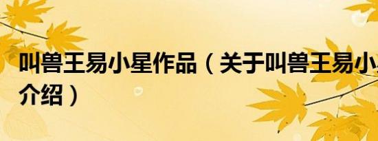 叫兽王易小星作品（关于叫兽王易小星作品的介绍）