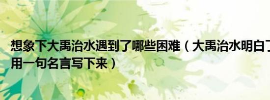 想象下大禹治水遇到了哪些困难（大禹治水明白了什么道理 用一句名言写下来）