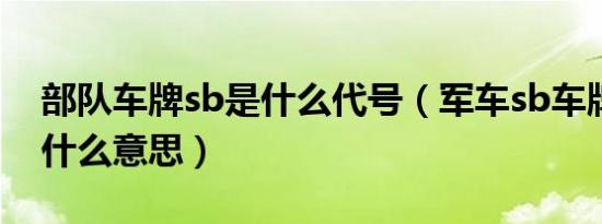 部队车牌sb是什么代号（军车sb车牌号代表什么意思）