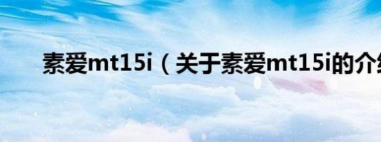 素爱mt15i（关于素爱mt15i的介绍）