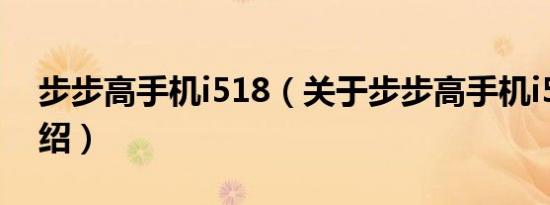 步步高手机i518（关于步步高手机i518的介绍）