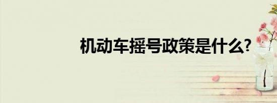 机动车摇号政策是什么?