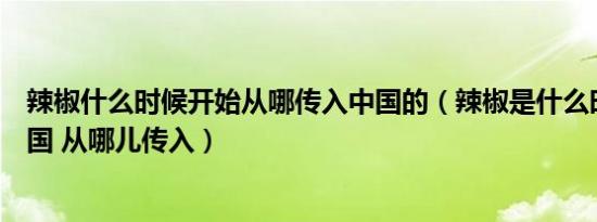 辣椒什么时候开始从哪传入中国的（辣椒是什么时候传入中国 从哪儿传入）