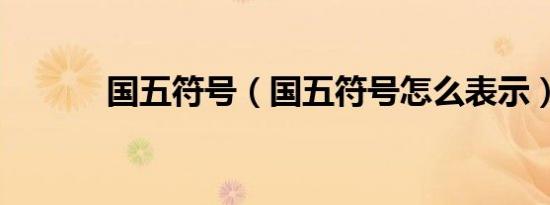 国五符号（国五符号怎么表示）