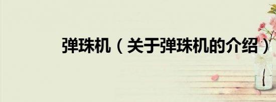 弹珠机（关于弹珠机的介绍）