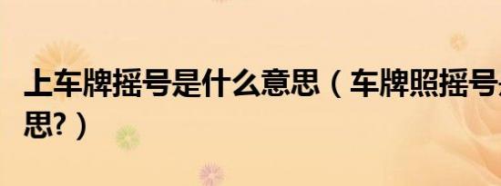 上车牌摇号是什么意思（车牌照摇号是什么意思?）