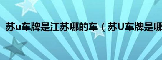 苏u车牌是江苏哪的车（苏U车牌是哪里的）