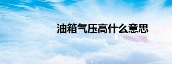 油箱气压高什么意思