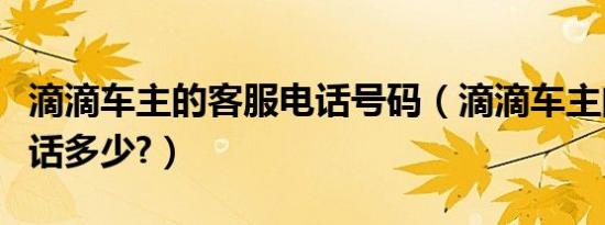 滴滴车主的客服电话号码（滴滴车主的客服电话多少?）