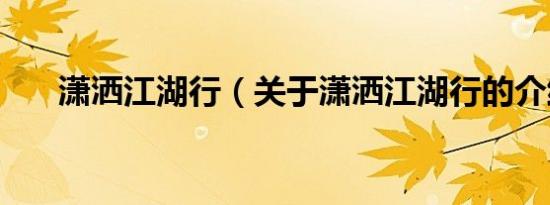 潇洒江湖行（关于潇洒江湖行的介绍）
