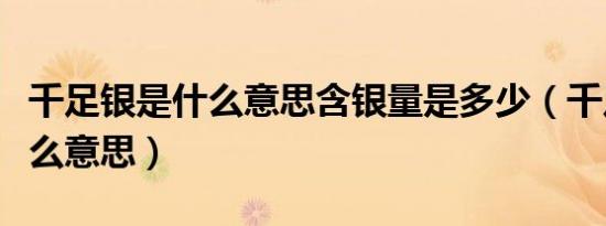 千足银是什么意思含银量是多少（千足银是什么意思）