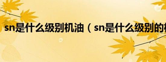 sn是什么级别机油（sn是什么级别的机油?）