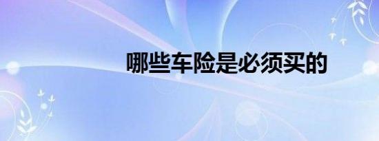 哪些车险是必须买的