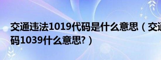 交通违法1019代码是什么意思（交通违法代码1039什么意思?）