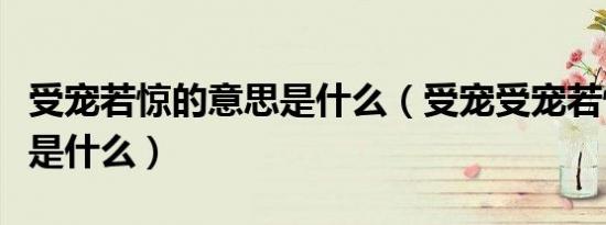 受宠若惊的意思是什么（受宠受宠若惊的意思是什么）