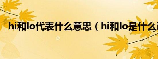 hi和lo代表什么意思（hi和lo是什么意思）