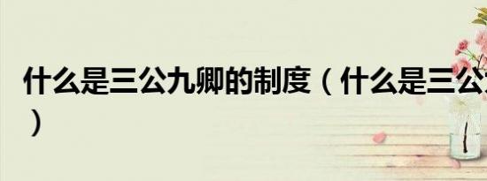 什么是三公九卿的制度（什么是三公九卿制度）
