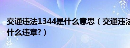 交通违法1344是什么意思（交通违法1344是什么违章?）