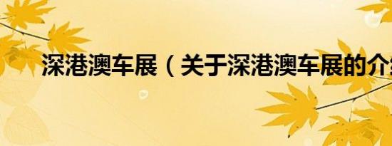 深港澳车展（关于深港澳车展的介绍）