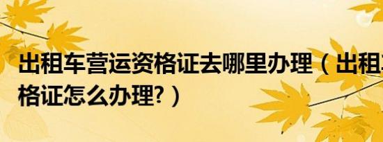 出租车营运资格证去哪里办理（出租车营运资格证怎么办理?）