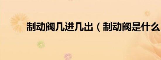 制动阀几进几出（制动阀是什么）