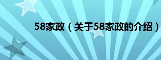 58家政（关于58家政的介绍）