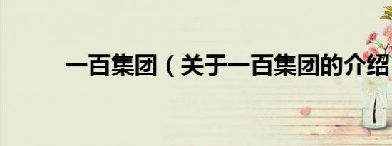 一百集团（关于一百集团的介绍）
