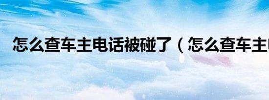 怎么查车主电话被碰了（怎么查车主电话）